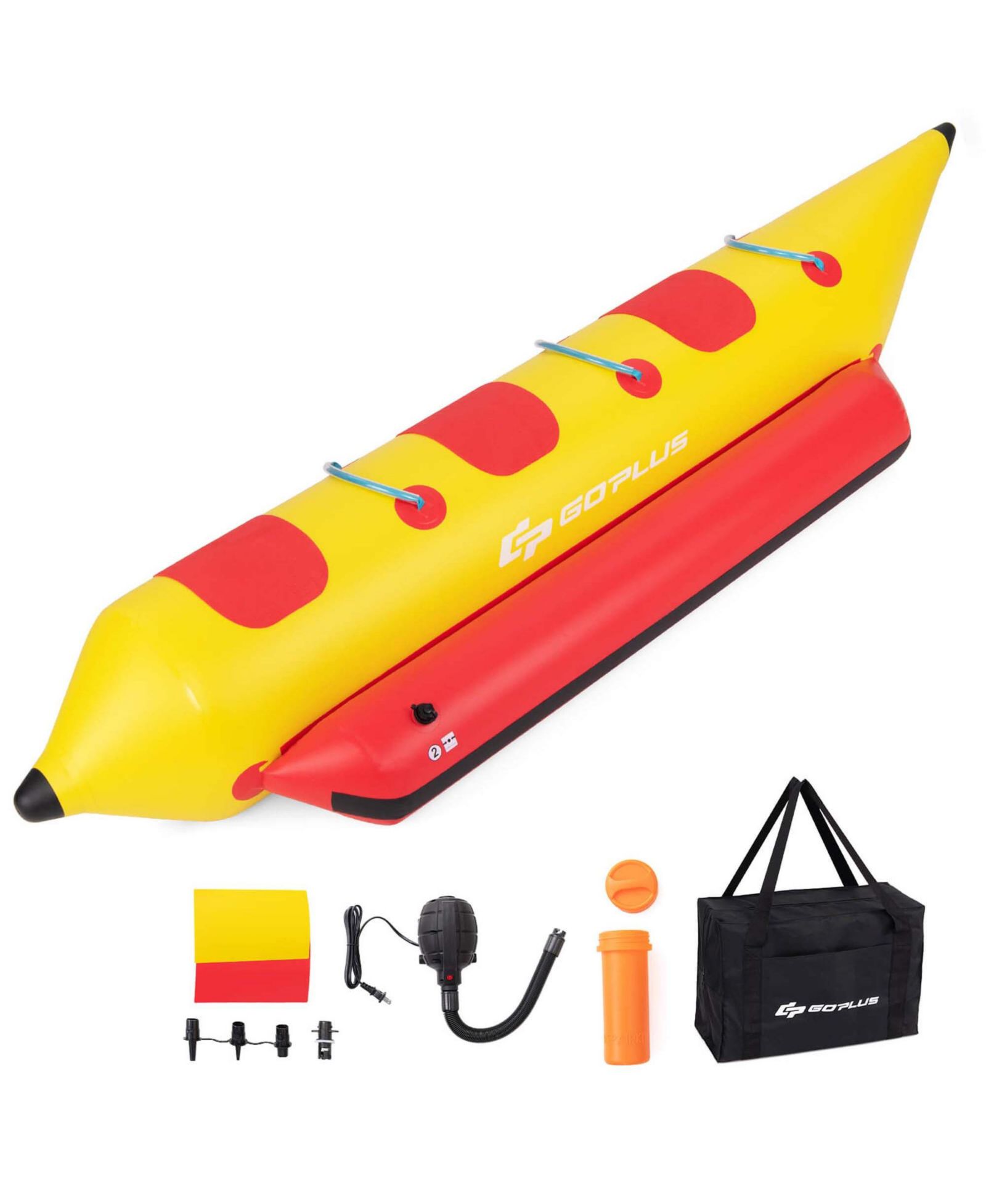 3-Person Inflatable Banana Boat with Boating and Water Sports