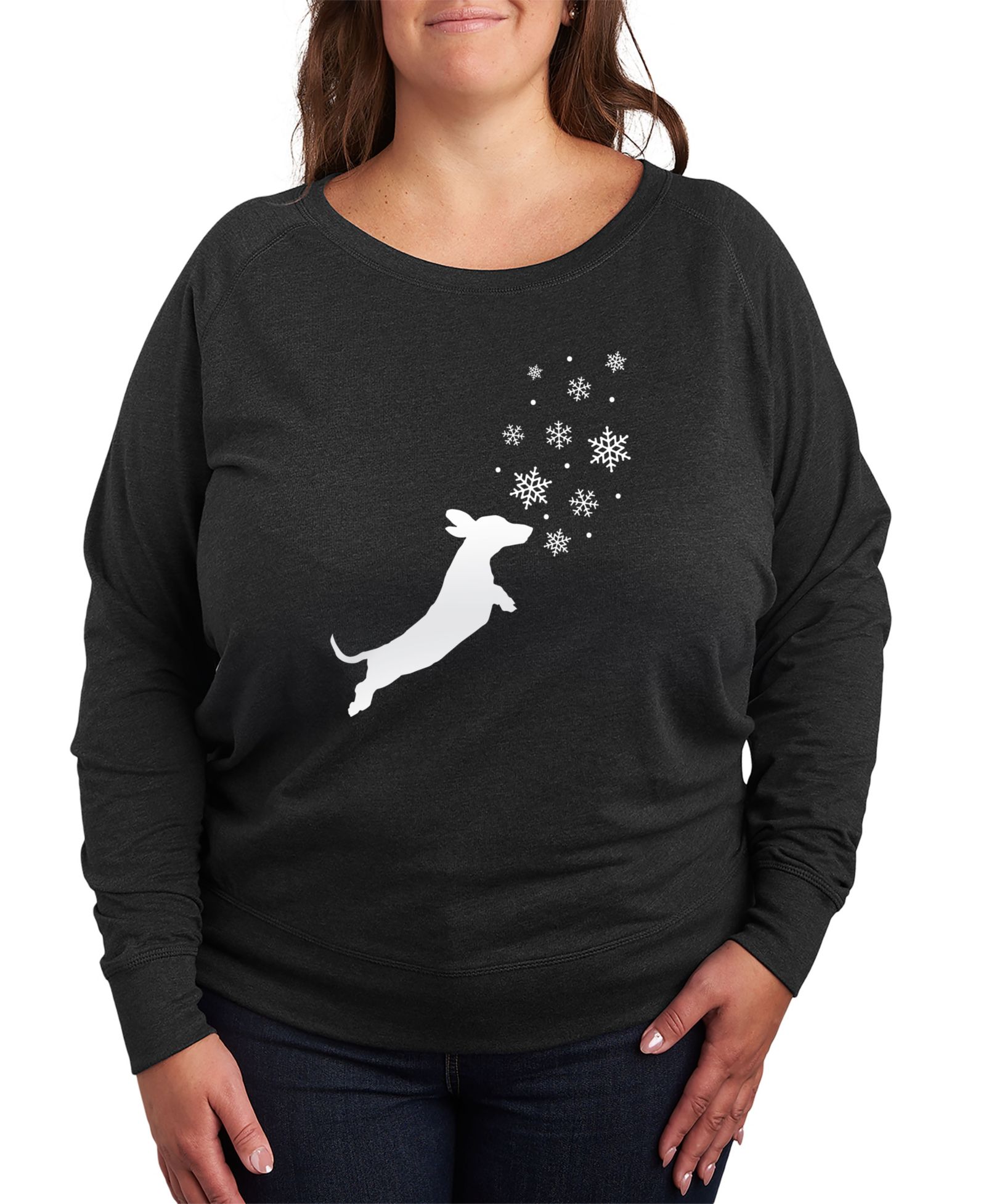 Пуловер Plus Size Hybrid Apparel с принтом Dachshund Snow