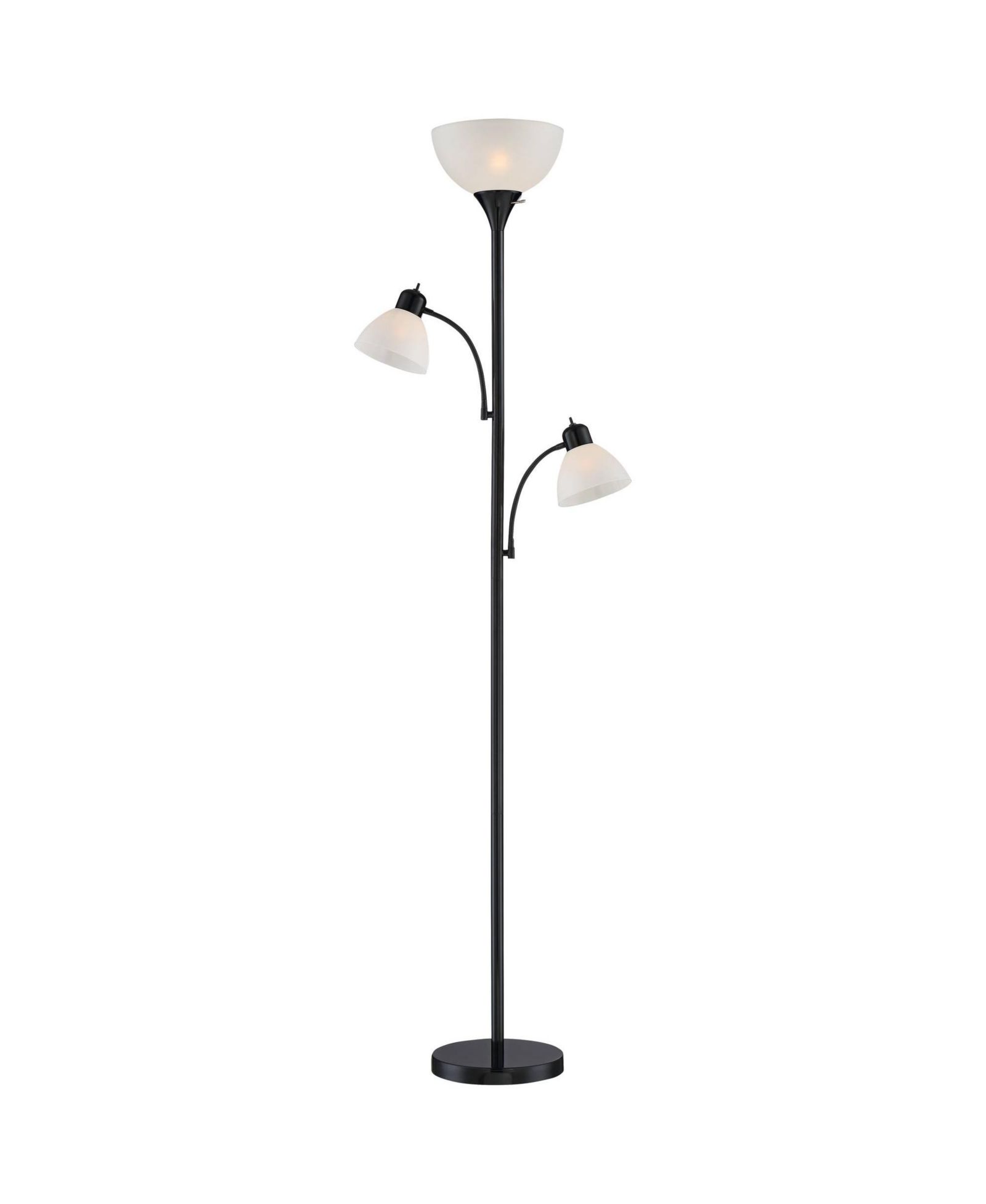 Possini Euro Design Bingham Modern Torchiere Floor Lamp with Side Lights 71 1/2" Tall Black Metal White Shade for Living Room Reading Bedroom Office