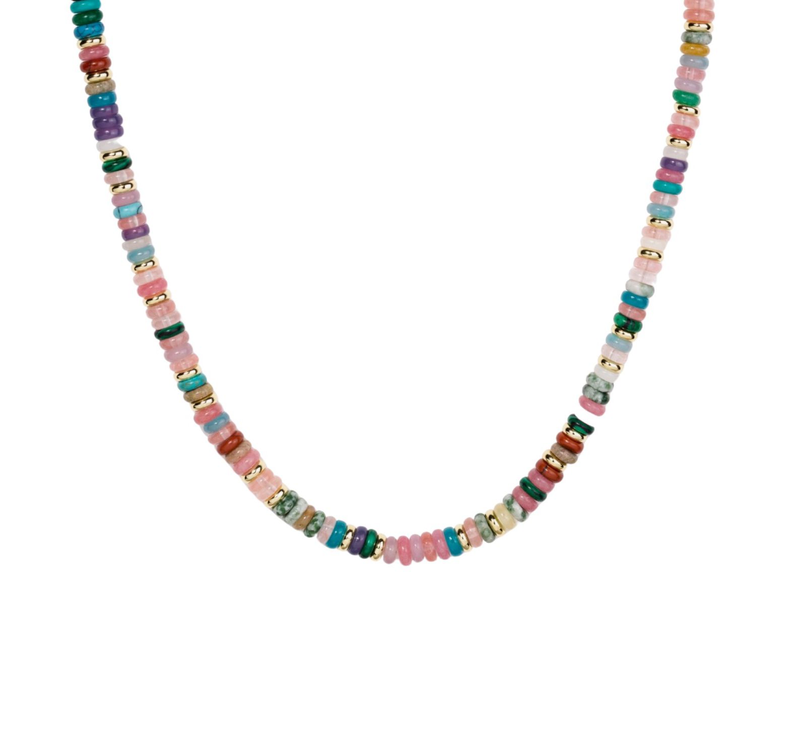 Olivia Sterling Silver Mixed Gemstone Multicolor Beaded Choker Necklace