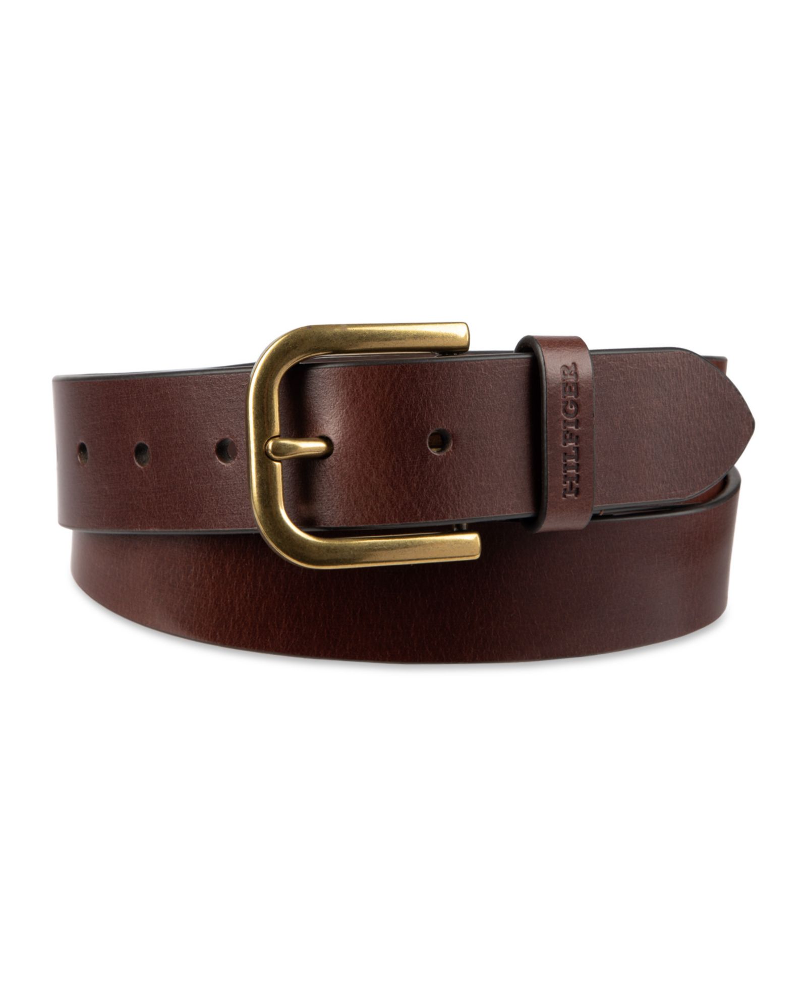 38MM Tommy Hilfiger Men's Genuine Leather Raw Edge Casual Jean Belt