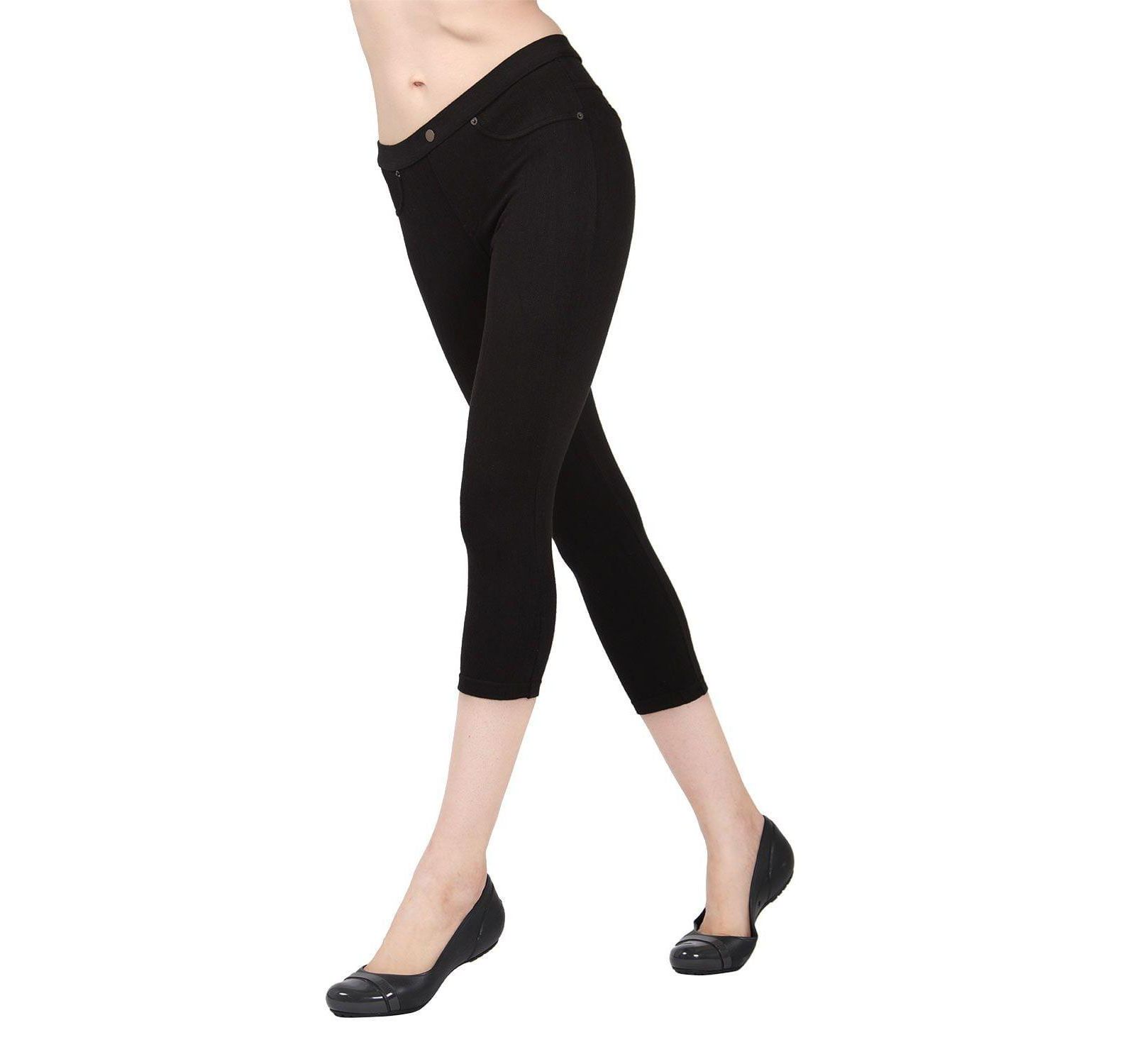 MeMoi Women's Chino Capri-Length Cotton Blend Leggings