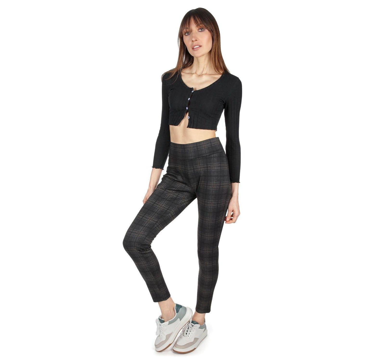 MeMoi Women's Plaid Shaping Leggings