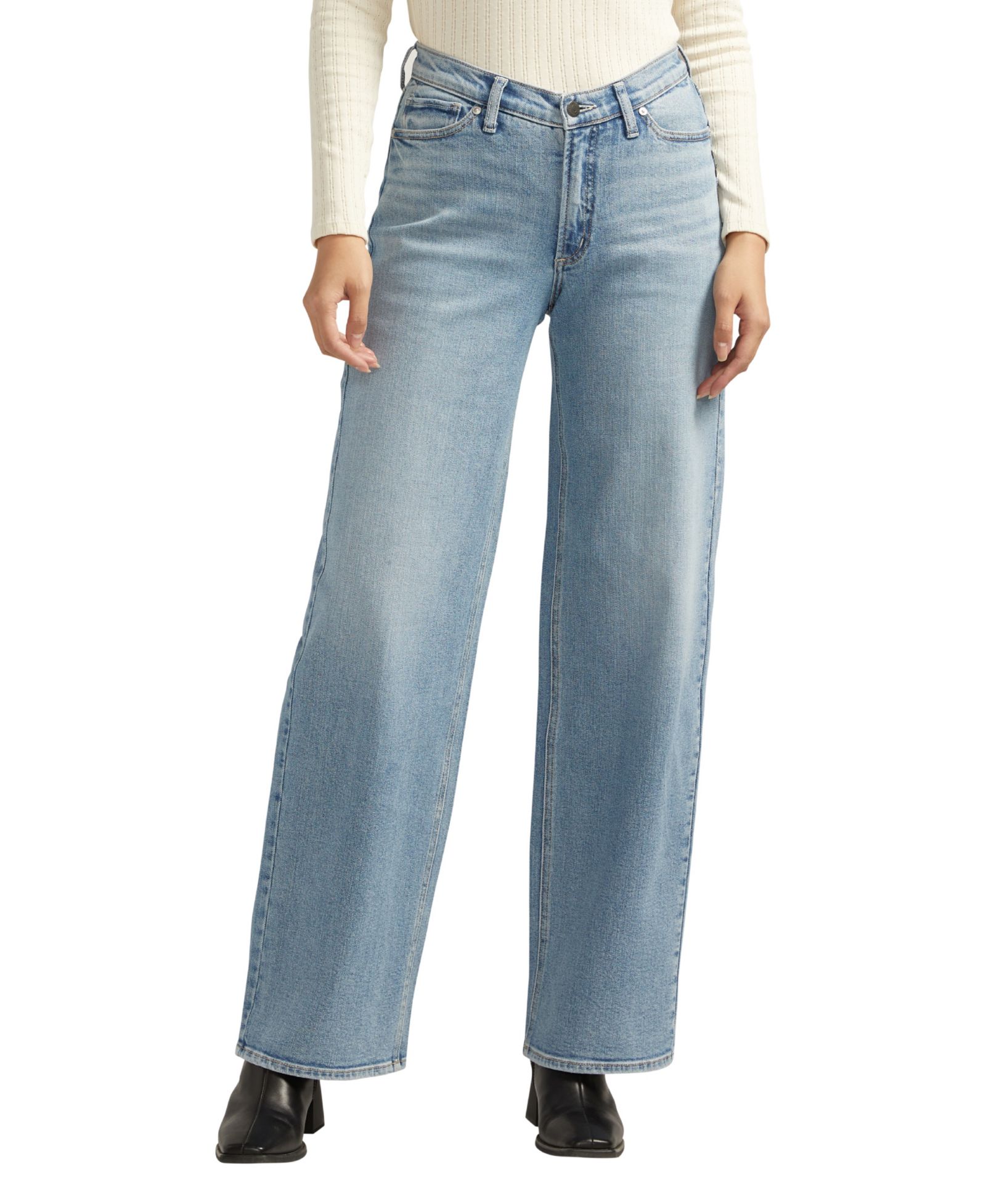 Silver Jeans Co. Women's V-Front High Rise Wide Leg Jeans