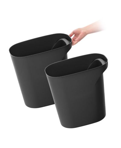 IRIS USA 6 Gallon / 24 Quart Plastic Wastebasket Trash Cans for Home, Office, Bedroom, Bathroom, Made with Recycled Materials, Black, 2-Pack
