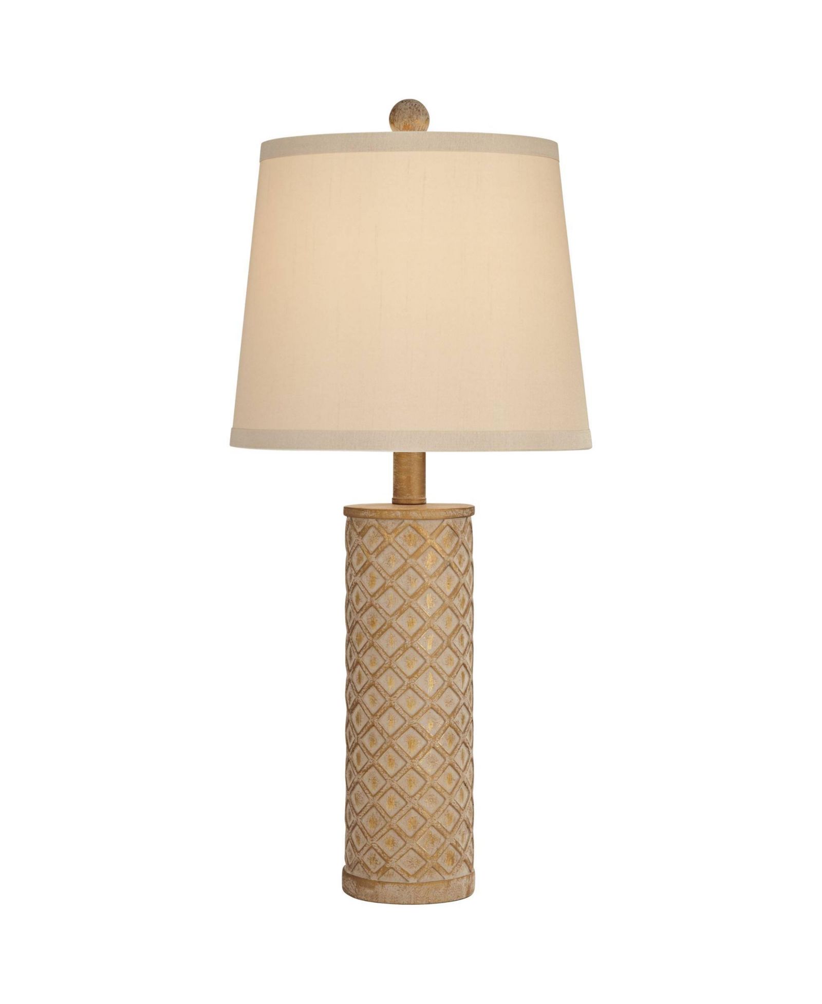 Possini Euro Design Gisele Cottage Table Lamp 24" High Gold Wash Lattice Column Tapered Drum Shade for Bedroom Living Room Bedside Nightstand Office