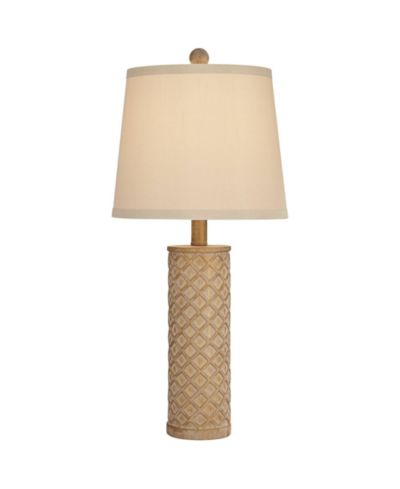 Possini Euro Design Gisele Cottage Table Lamp 24" High Gold Wash Lattice Column Tapered Drum Shade for Bedroom Living Room Bedside Nightstand Office