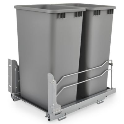 Rev-A-Shelf Double Pull Out Trash Can 50 Qt with Soft-Close, 53WC-2150SCDM-217