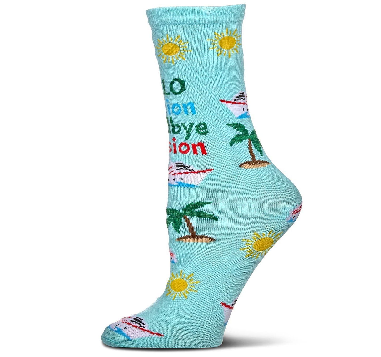 Goodbye Tension Hello Pension Greeting Card Crew Socks