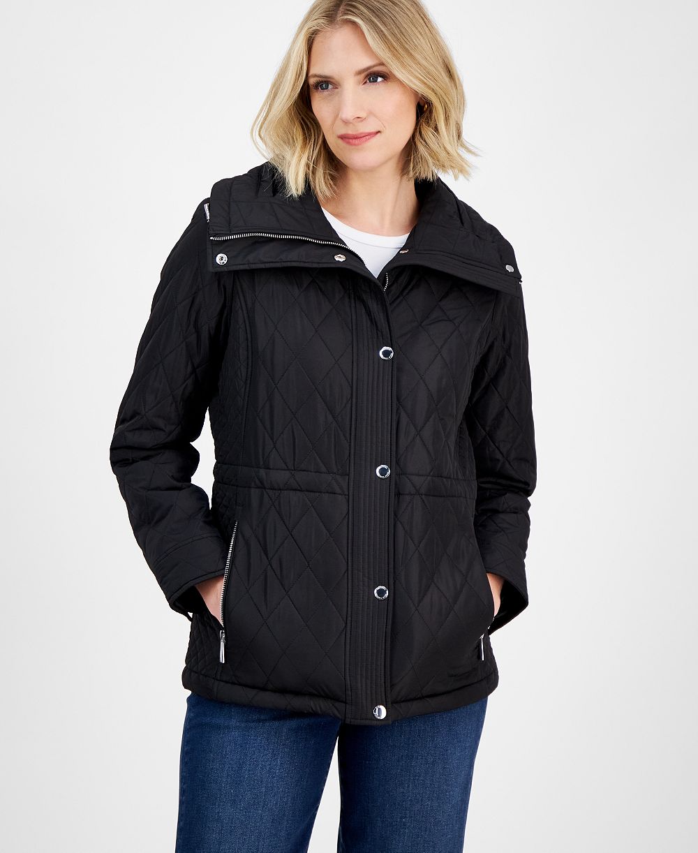 Michael Kors Petite Long-Sleeve Anorak Quilted Coat