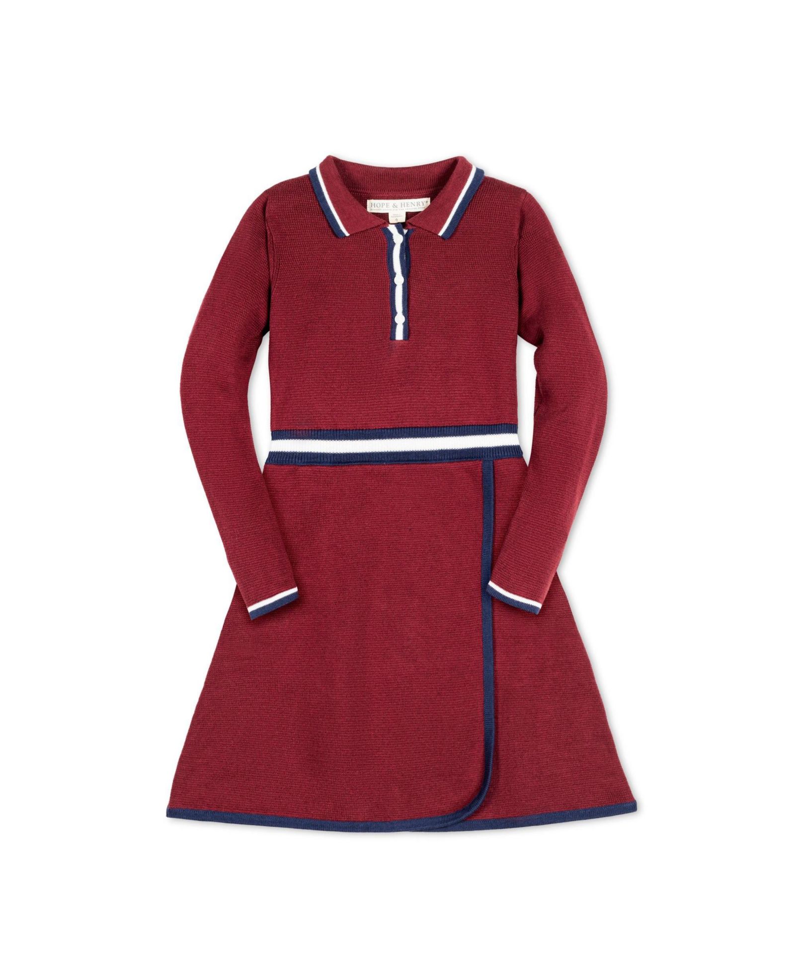 Детское платье Hope & Henry Organic Long Sleeve Collared Henley Sweater Dress