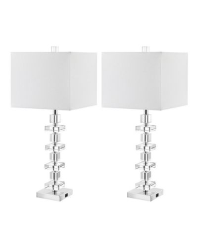 Deco Crystal Table Lamp Set Of 2 W/ USB Port