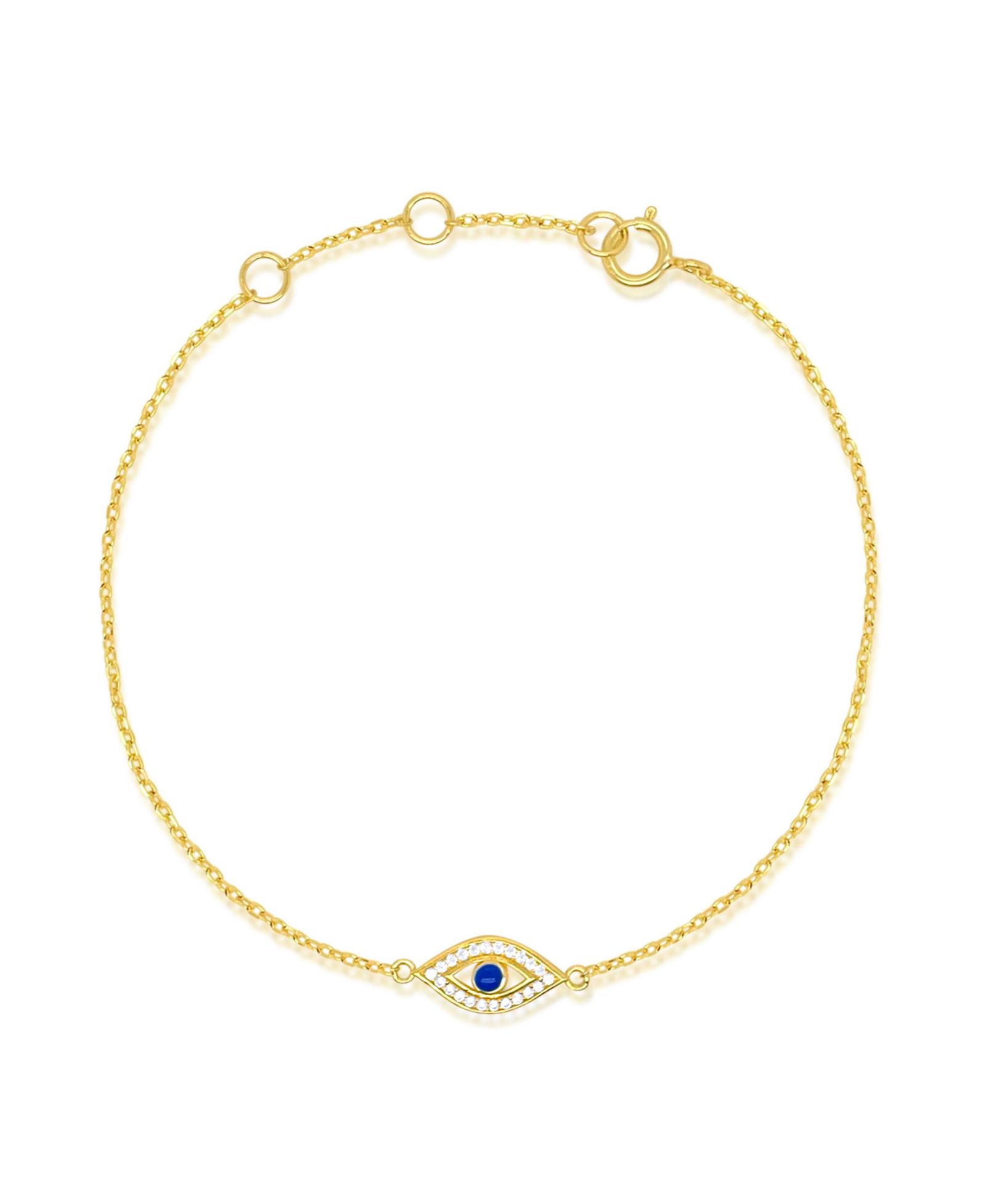 Etoielle Yellow Gold Tone CZ and Created Sapphire Evil Eye Bracelet