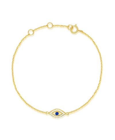 Etoielle Yellow Gold Tone CZ and Created Sapphire Evil Eye Bracelet