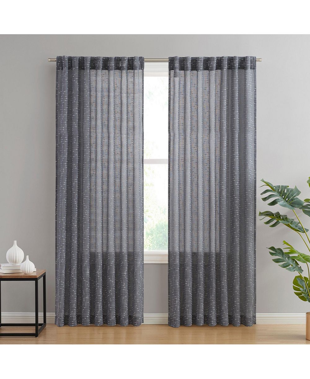 HLC.me шторы для окон Emily Faux Linen, полупрозрачные, легкие, набор из 2 панелей