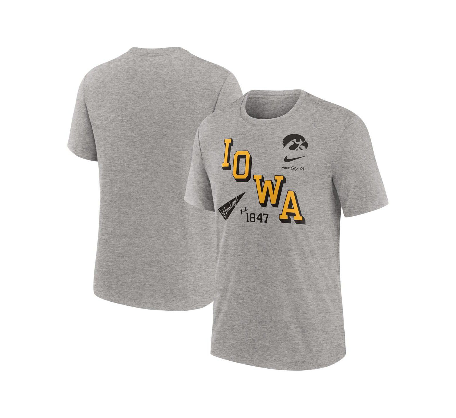 Nike Men's Heather Gray Iowa Hawkeyes Blitz Roll Call Tri-Blend T-Shirt