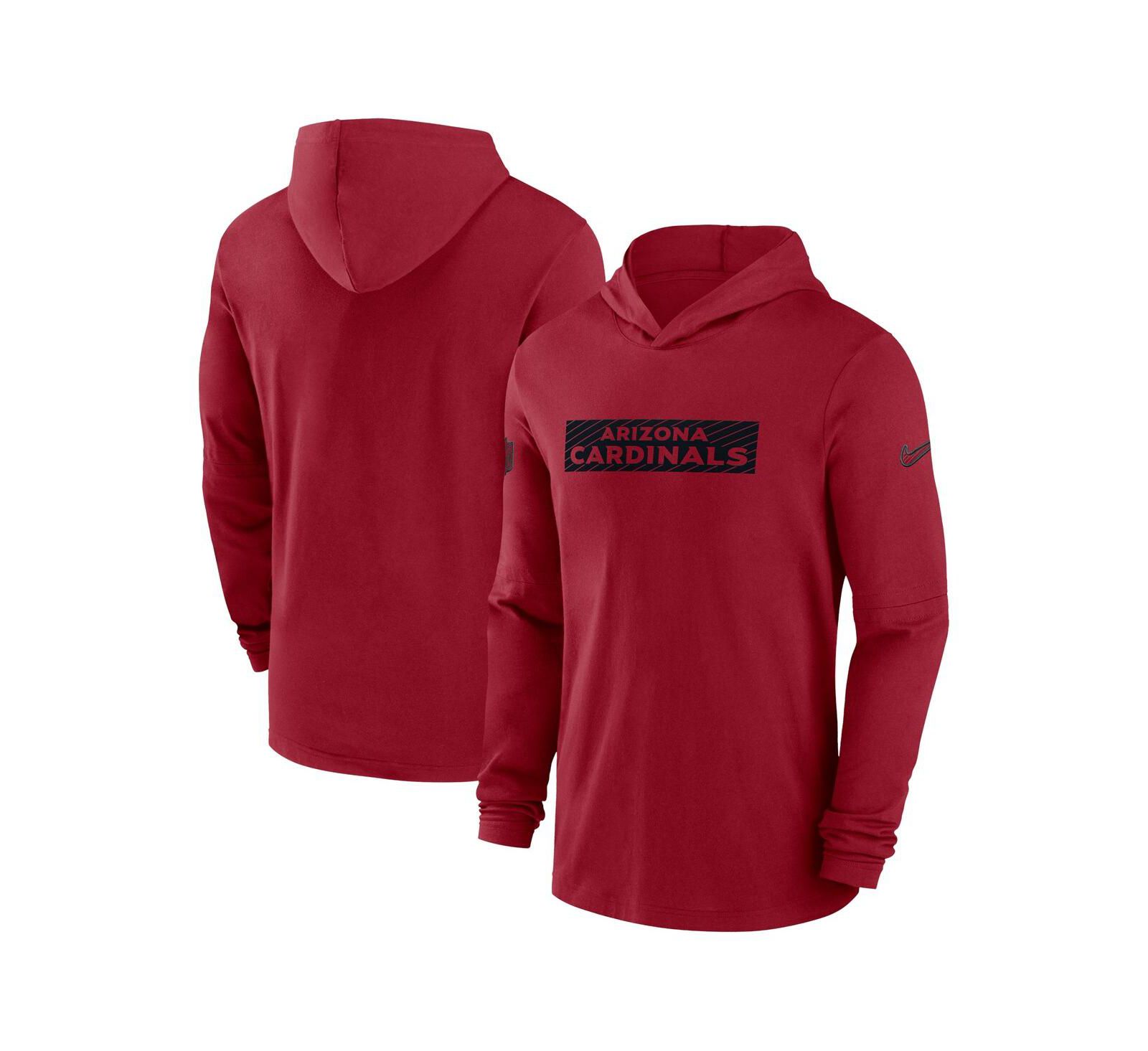 Nike Men's Cardinal Arizona Cardinals Sideline Hoodie Performance Long Sleeve T-Shirt