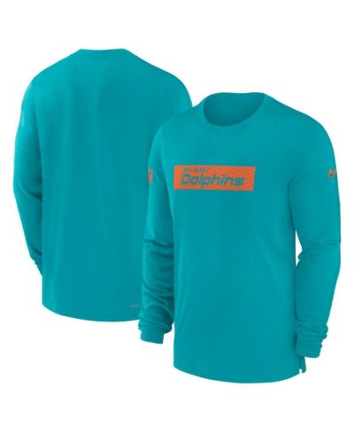 Nike Men's Aqua Miami Dolphins Sideline Player Performance Long Sleeve T-Shirt