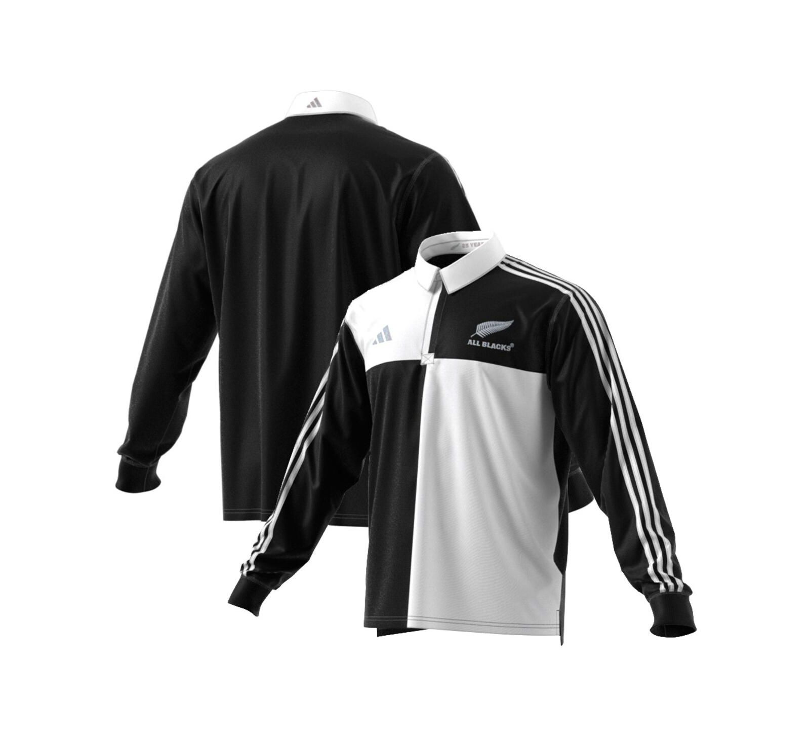 Adidas Men's Black New Zealand Rugby 2024/25 Long Sleeve Polo Jersey