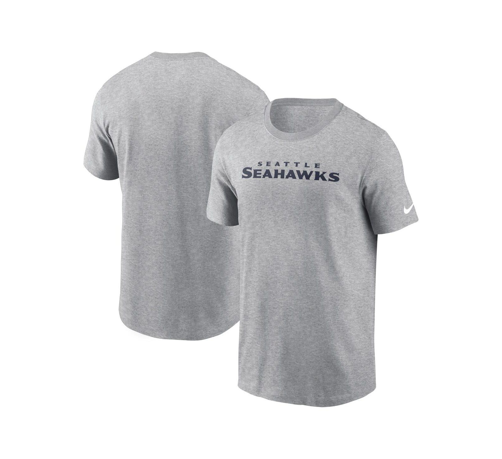 Nike Men's Heather Gray Seattle Seahawks Primetime Wordmark Essential T-Shirt
