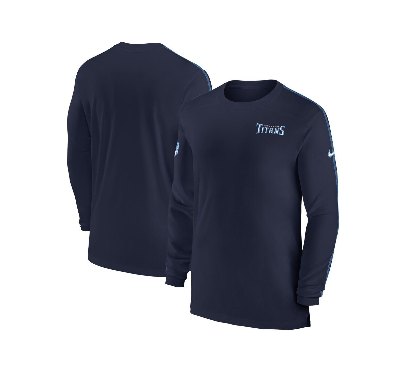 Nike Men's Navy Tennessee Titans Sideline Coach UV Performance Long Sleeve T-Shirt