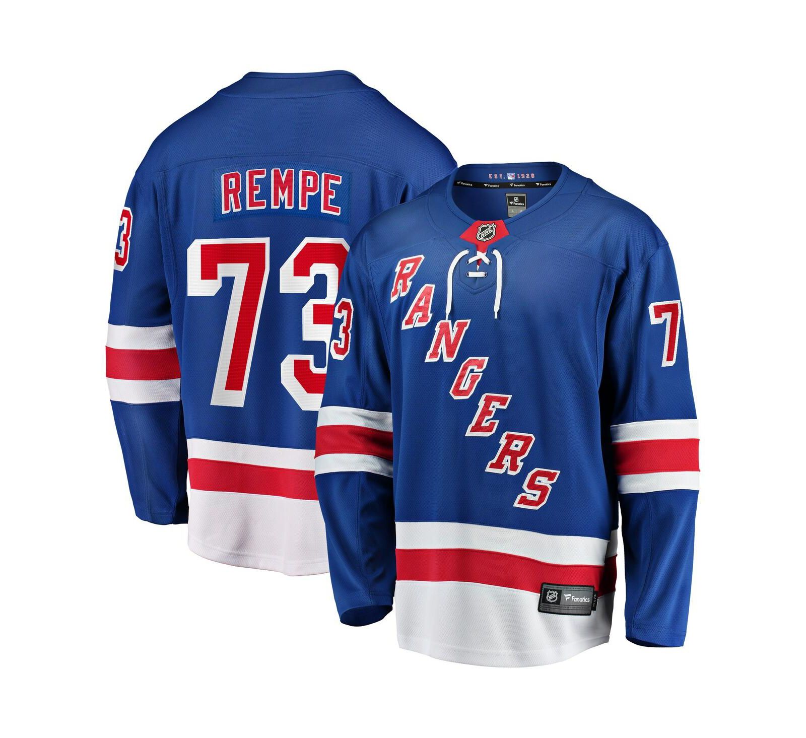 Fanatics Men's Matt Rempe Blue New York Rangers Home Breakaway Jersey