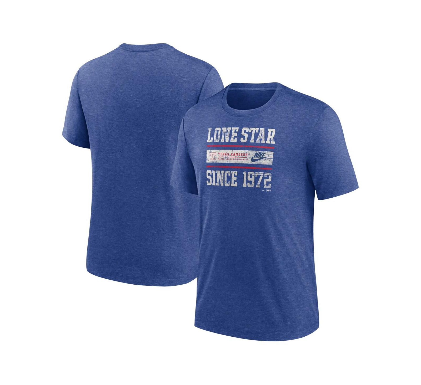 Футболка Nike Men's Heather Royal Texas Rangers Cooperstown Collection Local Stack Tri-Blend