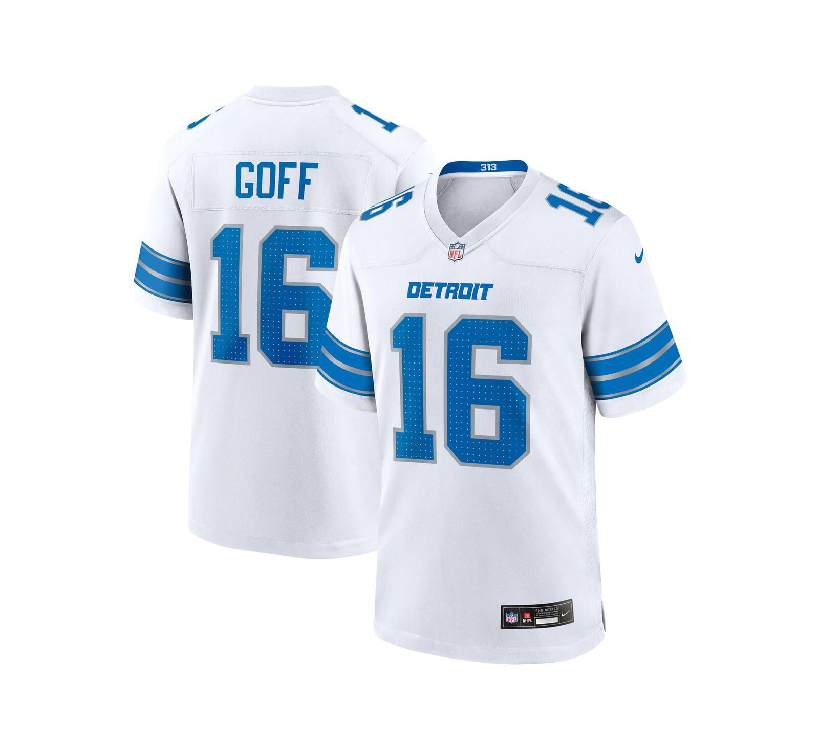 Мужская джерси Nike Jared Goff White Detroit Lions Game