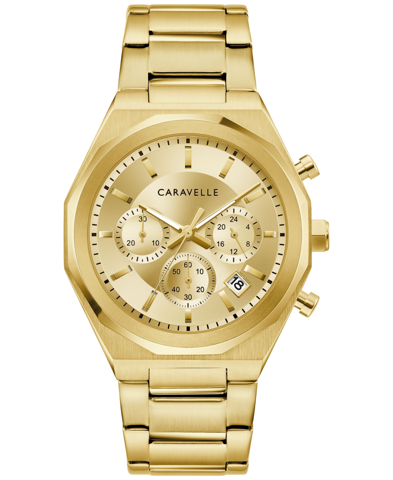 Мужские часы Caravelle Chronograph Gold-Tone Stainless Steel Bracelet 40mm