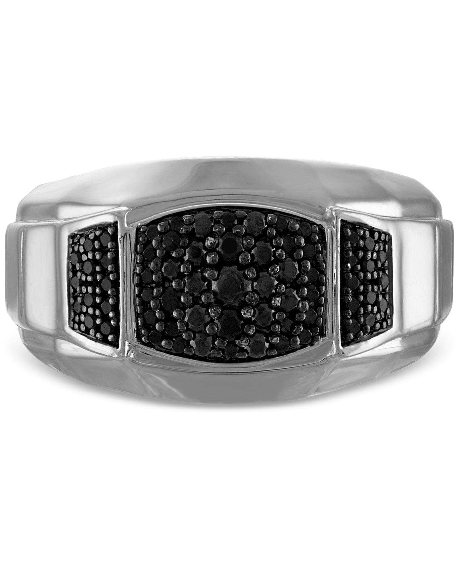 Bulova Marc Anthony Men's Black Diamond Triple Cluster Ring (1/2 ct. t.w.) in Sterling Silver-Plate, BVR1025-WSAA