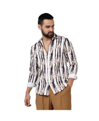 Campus Sutra Men's Beige & Black Ombre Strokes Shirt