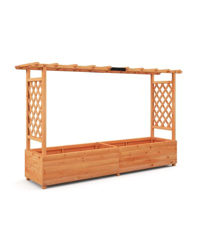 Raised Garden Bed with Side Trellis Hanging Roof and Planter Box