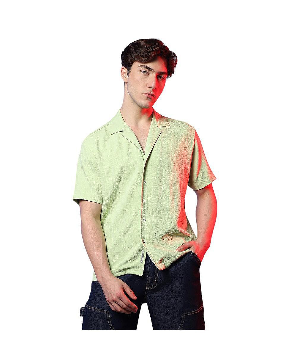 Campus Sutra Men's рубашка Self-Design Lime Green
