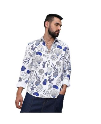 Men's Chalk White:Indigo Blue Seashell Shirt