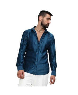 Мужская рубашка Campus Sutra Aegean Blue Curly-Creased