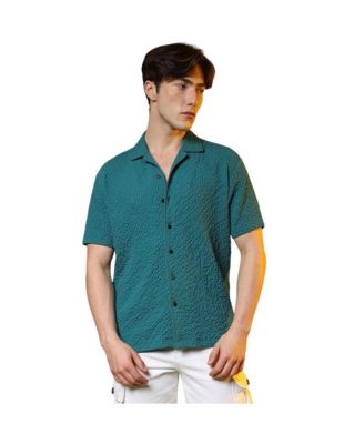 Campus Sutra Men's Teal Green Self-Design Creased Striped Shirt