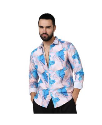 Мужская рубашка Campus Sutra Sky Blue & Ivory White Marble