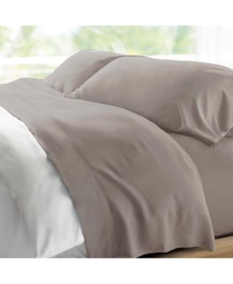 CARILOHA Retreat 100% Bamboo Lyocell Sheets - 4-Piece King Sheet Set - 18 in Extra Deep Pockets - OEKO-TEX Standard 100 - Coastal Gray