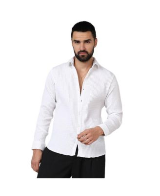 Campus Sutra Men's Chalk White Twisted Crease Shirt