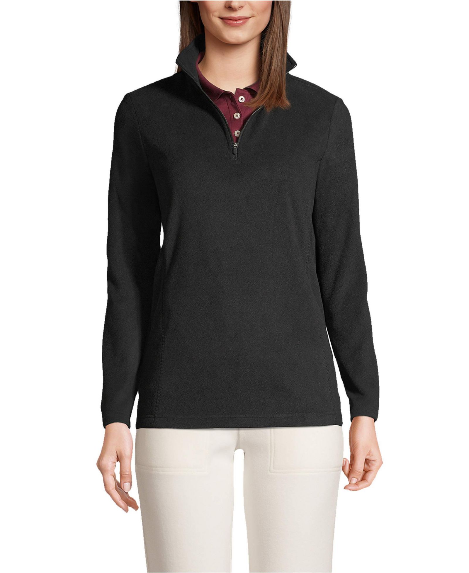 Lands' End Women's Thermacheck 100 Fleece Quarter Zip Pullover Top