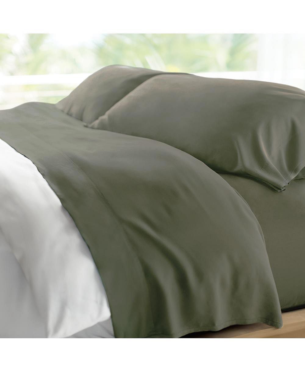 CARILOHA Retreat 100% Bamboo Lyocell Sheets - 4-Piece King Sheet Set - 18 in Extra Deep Pockets - OEKO-TEX Standard 100 - Oasis Green