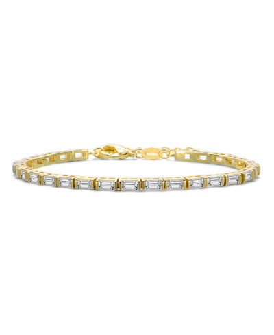 Браслет Genevive Sterling Silver 14K Gold Plated Baguette Cubic Zirconia Tennis Bracelet