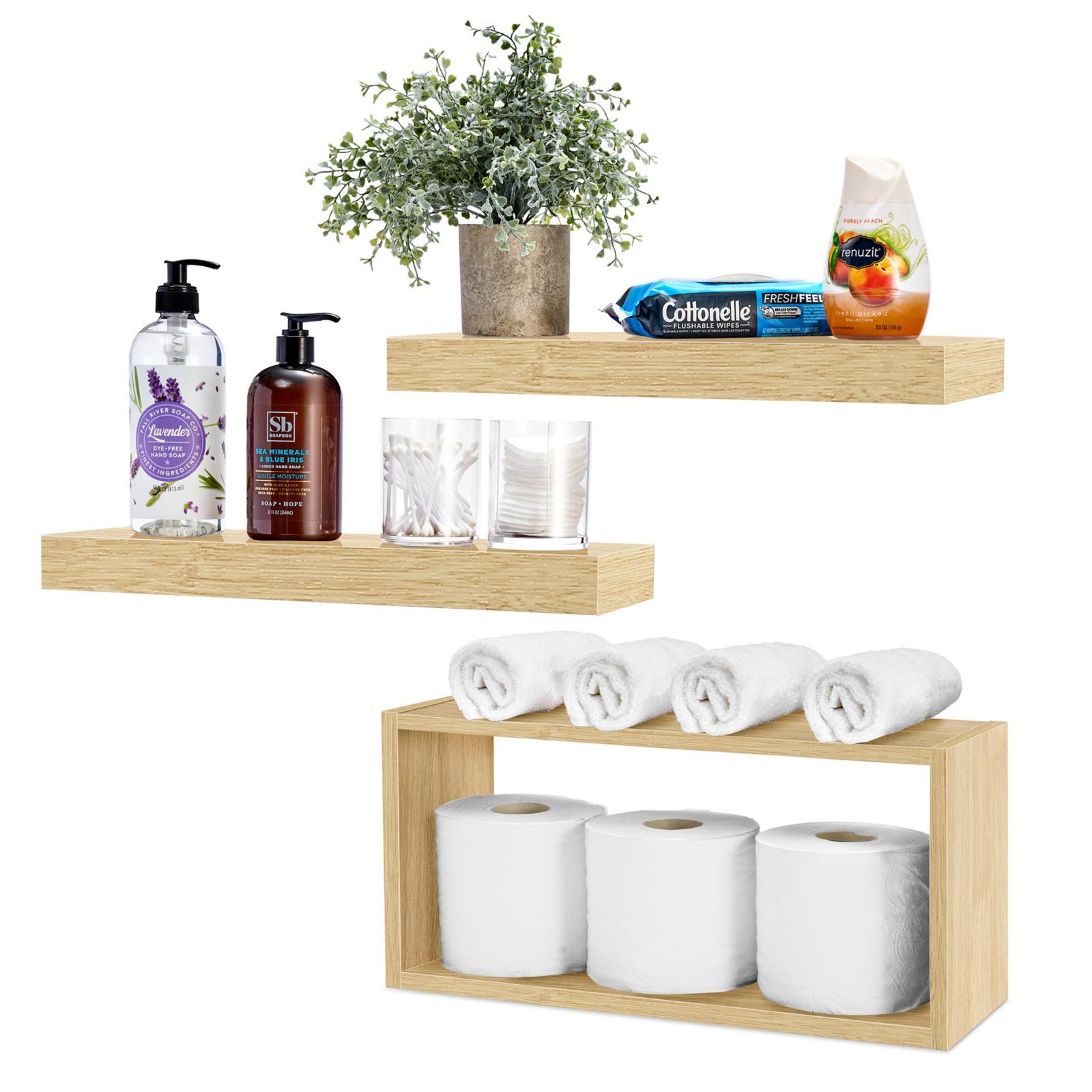 Sorbus 2 Floating Shelves with Invisible Brackets & 1 Rectangular Box