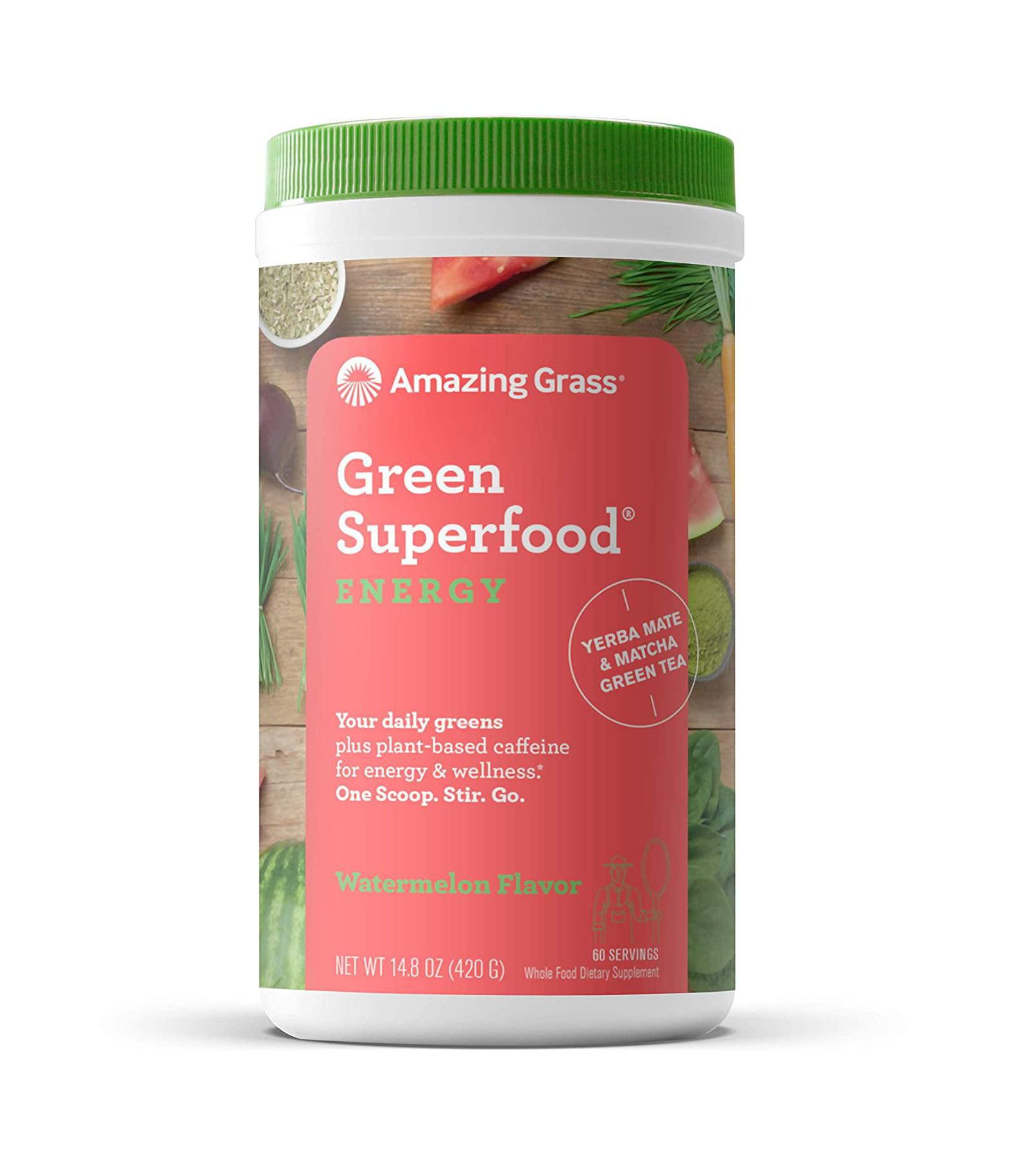 Amazing Grass Green Superfood Energy, арбуз, 14.8 oz, 60 порций