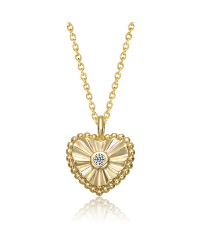 Подвеска-кулон Genevive из стерлингового серебра с напылением 14k Gold и кубическим цирконием с текстурой сердца
