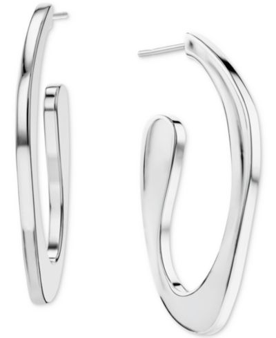 Серьги-кольца Calvin Klein Medium Pavé Sculpted Elongated Hoop