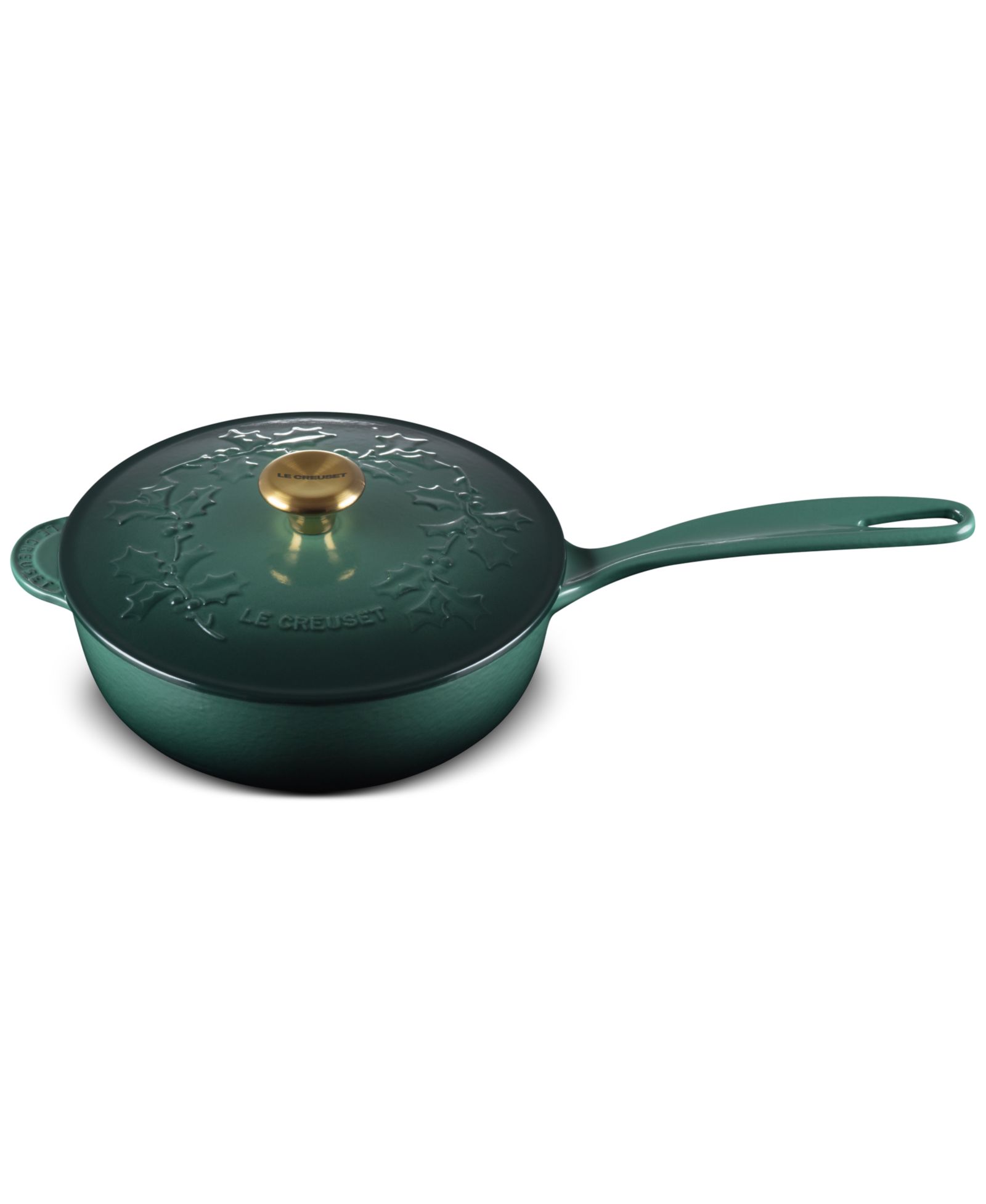 Le Creuset Holly Collection Enameled Cast Iron 2.25-Quart Traditional Saucier with Lid