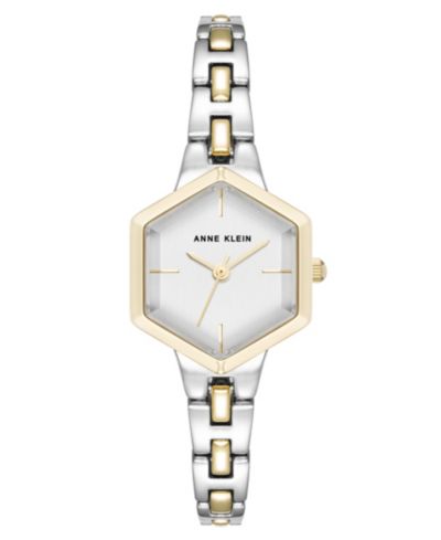 Anne Klein Women's Quartz Petite Hexagonal Two-Tone Alloy Metal Bracelet Watch, 21mm