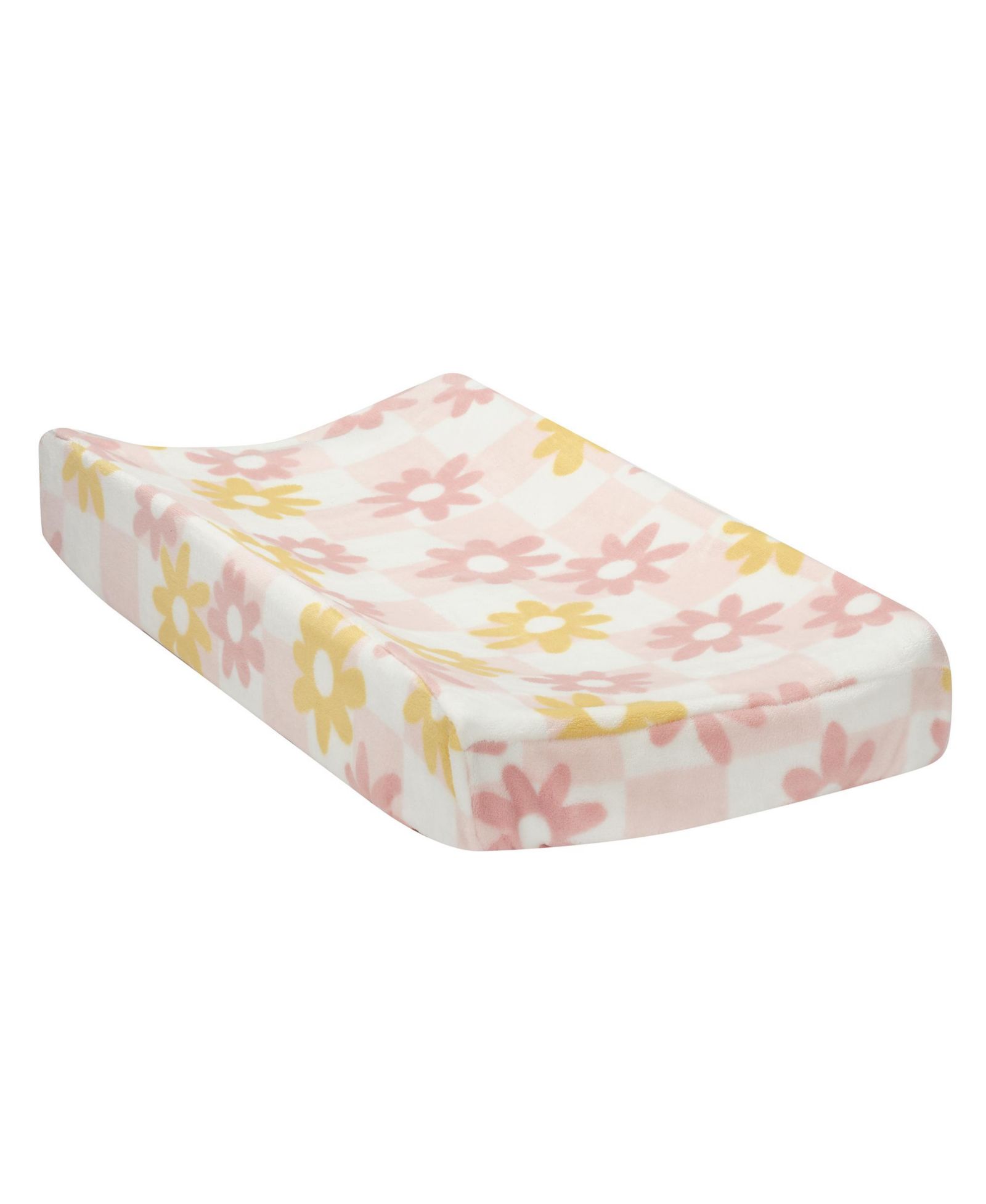 Lambs & Ivy Lambs and Ivy Daisy Dreams Pink/White Checkered Soft Luxury Changing Pad Cover