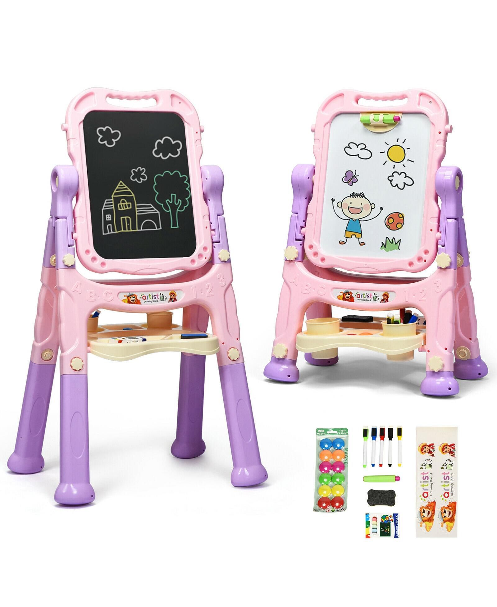 SKONYON Height Adjustable Kids Art Easel Magnetic Double-Sided Board